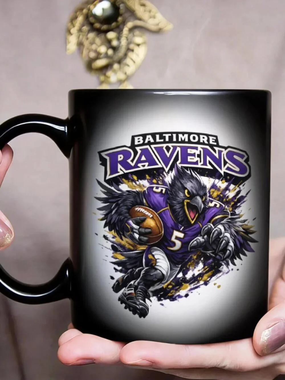 Baltimore Ravens Matte Heat Changing Mug NFL Fan Cup 11oz